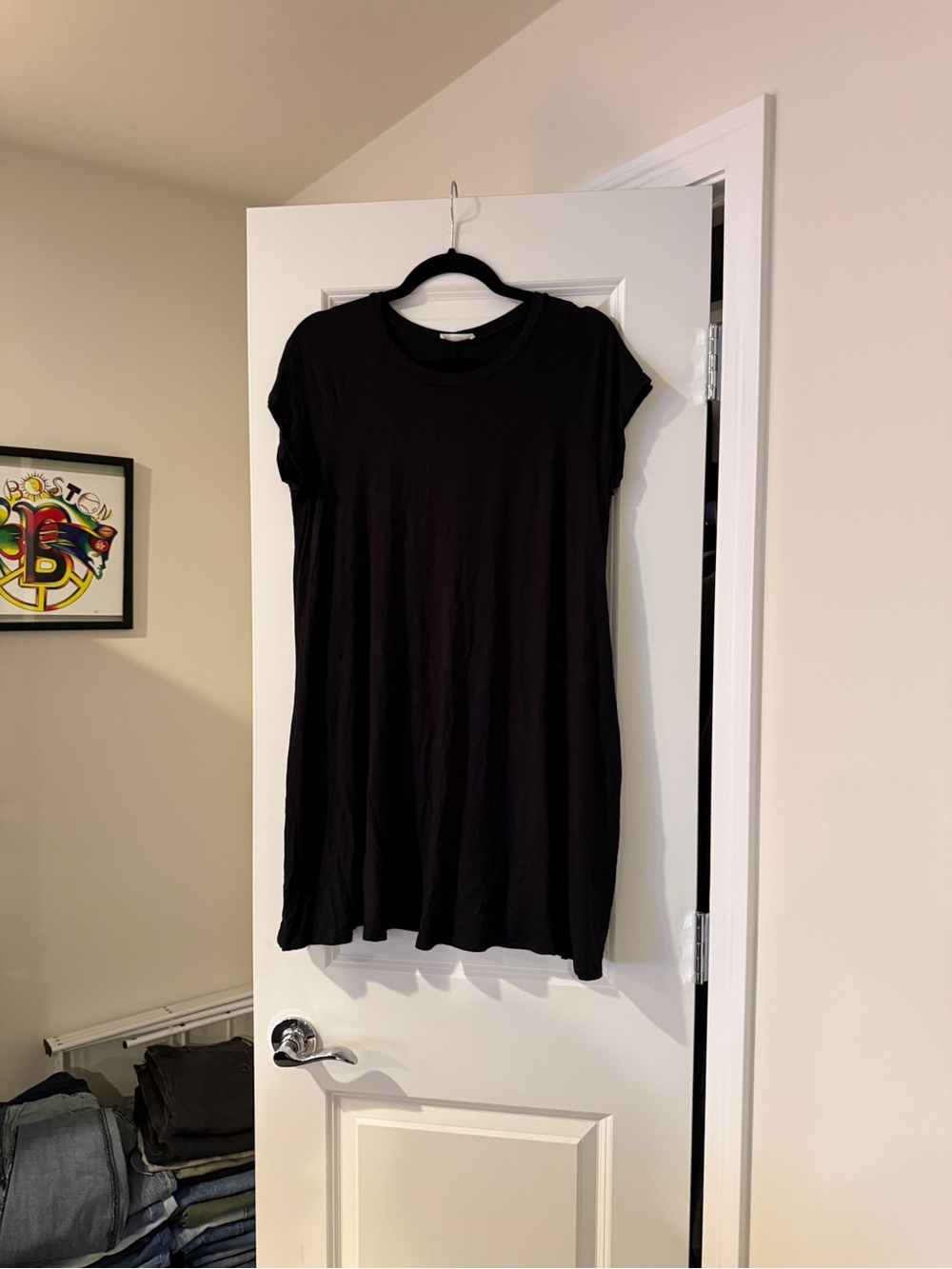 Soprano Black Short Sleeve Dress with Crew Neck